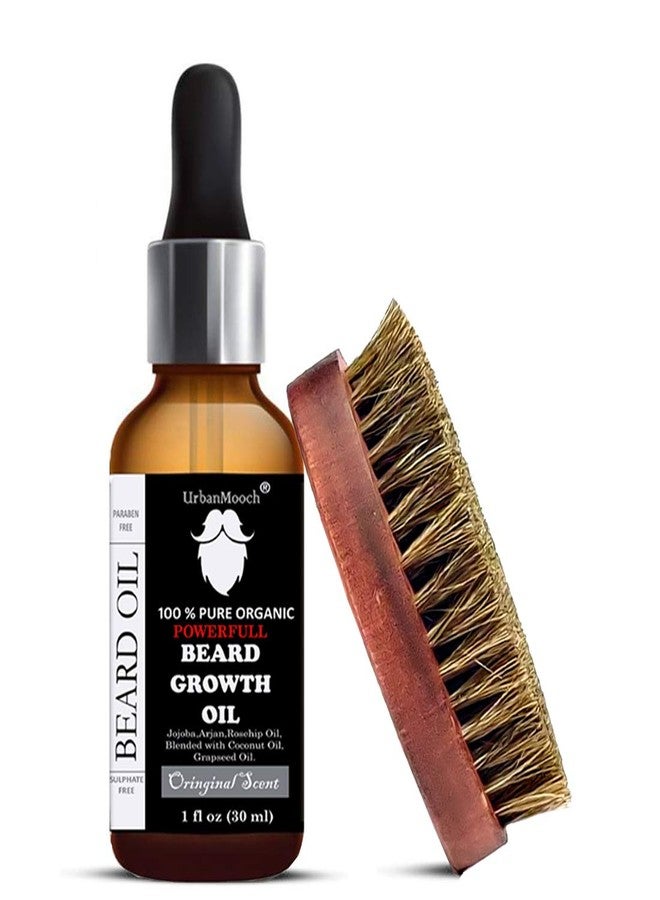 UrbanMooch Beard Gooming Kit for Men | Organic Beard Growth Oil | Boar Bristle Beard Brush Combo Set | Promotes Beard Growth, Nourishes | Grow & Style Your Beard The Way You Want - Image 1